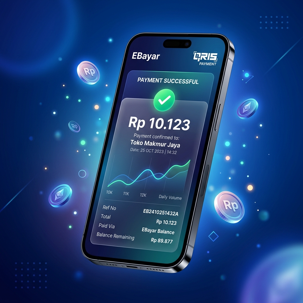 Mockup Aplikasi EBayar Cek Mutasi Bank dan QRIS Otomatis